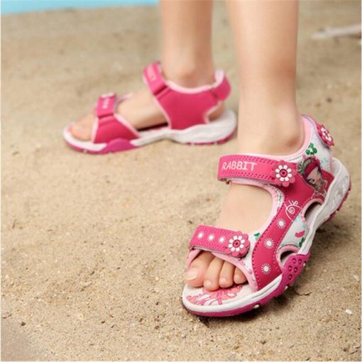 QIUTEXIONG Children Shoes Girls Sandals Summer Kids Sandals Beach Shoes Breathable Water sandalias Toddler Girls Pink Red Purple 4