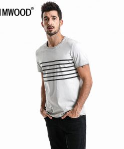 SIMWOOD Brand T-Shirts 2018 Summer Short Sleeve O-neck Stripe Printed Loose Slim T shirt Mens Tops Tee Free Shipping 180015 1