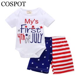 COSPOT 4th July Clothing Set Baby Girl Boy Clothes Independence Day Clothing Set Romper+Shorts Fourth of July Baby Clothes E42