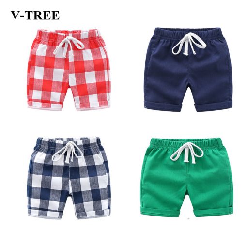 Summer Children Shorts Linen Boys Beach Shorts Kids Trousers Plaid Shorts For Boys Toddler Pants