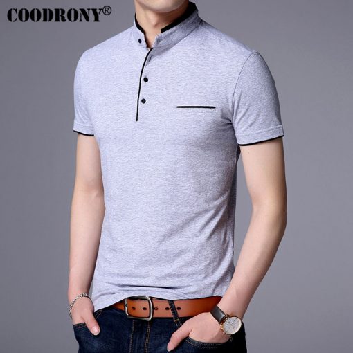 COODRONY Mandarin Collar Short Sleeve Tee Shirt Men 2017 Spring Summer New Top Men Brand Clothing Slim Fit Cotton T-Shirts S7645 4