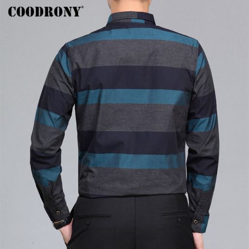 COODRONY Shirt Men 2018 Spring Summer New Arrival Casual Cotton Shirts Striped Camisa Masculina Plus سایز 4XL Chemise Homme 8702 4