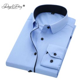 DAVYDAISY High Quality Men Shirt Long Sleeve Twill Solid  Formal Business Shirt Brand Man Dress Shirts DS085