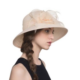 2017 Elegant Fashion Women Church Hats For Summer Flower Hat Summer Sun Hat Panama Wide Brim Beach Cappello Donna 1