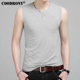 COODRONY Slim Fit Tank Top Men Sleeveless T Shirt Men 2017 Spring Summer New Arrival Cotton T-Shirts Button Henry Collar T S7652 3