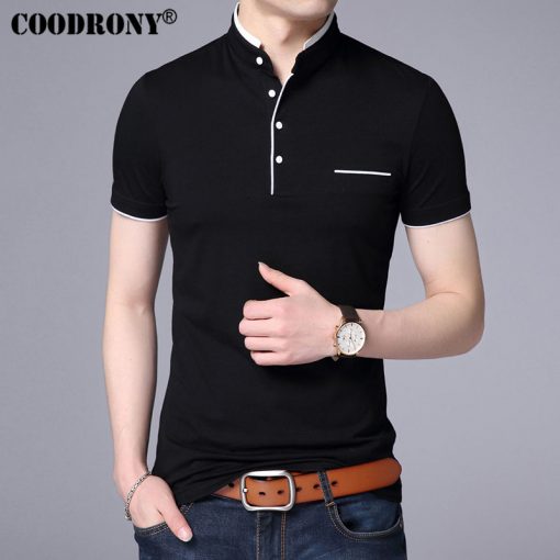 COODRONY Mandarin Collar Short Sleeve Tee Shirt Men 2017 Spring Summer New Top Men Brand Clothing Slim Fit Cotton T-Shirts S7645 2