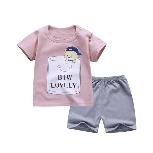 Cartoon Baby Boy Clothing Set Summer 2018 New Style Infant Clothes Baby Girls Clothing Cotton Short آستین Baby Boy Clothes