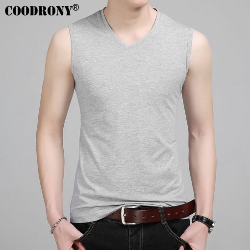 COODRONY Slim Fit Tank Top Men Sleeveless V-Neck T Shirt Men 2017 Spring Summer New Arrival Cotton T-Shirts All-match Tees S7651