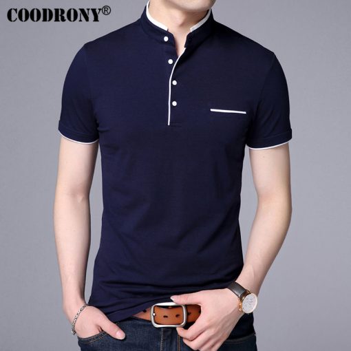 COODRONY Mandarin Collar Short Sleeve Tee Shirt Men 2017 Spring Summer New Top Men Brand Clothing Slim Fit Cotton T-Shirts S7645 1