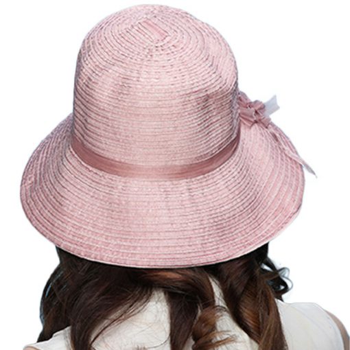 2018 Summer Beach Anti UV Hat Casual Cotton Floppy Hats Bucket Wide Brim Foldable Sun Cap Pink Brown Pink 2