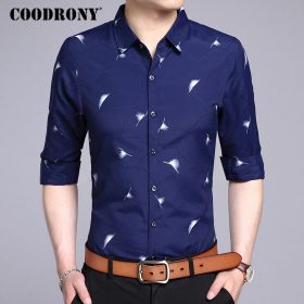 COODRONY Men Shirt Fashion Pattern Long Sleeve Camisas Masculina Mens Business Casual Shirts 2017 New Famous Brand Clothing 7714