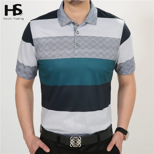 Free Shipping Striped T Shirt Men Summer New Casual Dress 100% Cotton Short Sleeve T-Shirt Homme Turn-down Collar Slim Tops 2234