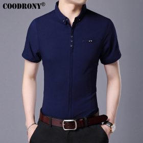 COODRONY 2017 Spring Summer New Business Casual Short Sleeve Shirt With Pocket Pure Cotton Shirt Men Slim Fit Chemise Male S7709 3