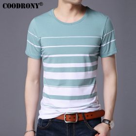 COODRONY Pure Cotton Short Sleeve T-Shirt Men Brand Clothing 2017 Spring Summer New Fashion Striped Print O-Neck Tee Shirt S7633 4