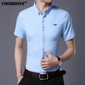 COODRONY 2017 Spring Summer New Business Casual Short Sleeve Shirt With Pocket Pure Cotton Shirt Men Slim Fit Chemise Male S7709 2