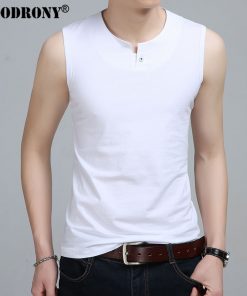 COODRONY Slim Fit Tank Top Men Sleeveless T Shirt Men 2017 Spring Summer New Arrival Cotton T-Shirts Button Henry Collar T S7652 1