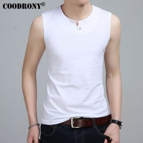 COODRONY Slim Fit Tank Top Men Sleeveless T Shirt Men 2017 Spring Summer New Arrival Cotton T-Shirts Button Henry Collar T S7652 1