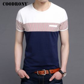 COODRONY Cotton T Shirt Men Summer Brand Clothing Short Sleeve T-Shirt Fashion Striped Gentleman Top O-Neck Tee Shirt Homme 2249 2