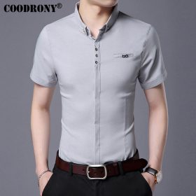 COODRONY 2017 Spring Summer New Business Casual Short Sleeve Shirt With Pocket Pure Cotton Shirt Men Slim Fit Chemise Male S7709 1