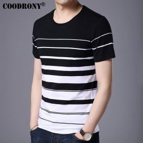 COODRONY Pure Cotton Short Sleeve T-Shirt Men Brand Clothing 2017 Spring Summer New Fashion Striped Print O-Neck Tee Shirt S7633