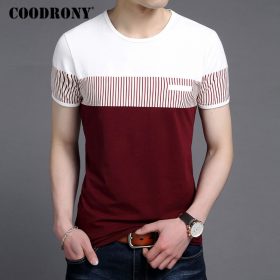 COODRONY Cotton T Shirt Men Summer Brand Clothing Short Sleeve T-Shirt Fashion Striped Gentleman Top O-Neck Tee Shirt Homme 2249 4