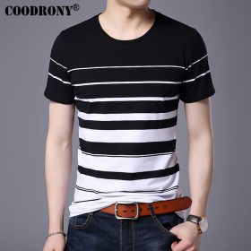 COODRONY Pure Cotton Short Sleeve T-Shirt Men Brand Clothing 2017 Spring Summer New Fashion Striped Print O-Neck Tee Shirt S7633 3