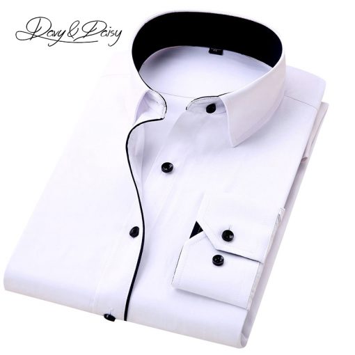 DAVYDAISY High Quality Men Shirt Long Sleeve Twill Solid  Formal Business Shirt Brand Man Dress Shirts DS085 2