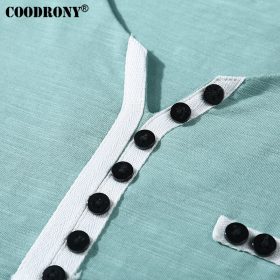 COODRONY 2017 Summer New Arrival Fashion Button Henry Collar Tee Shirts Short Sleeve T-Shirt Men Pure Cotton T Shirt Homme S7613 5