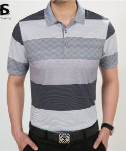Free Shipping Striped T Shirt Men Summer New Casual Dress 100% Cotton Short Sleeve T-Shirt Homme Turn-down Collar Slim Tops 2234 1