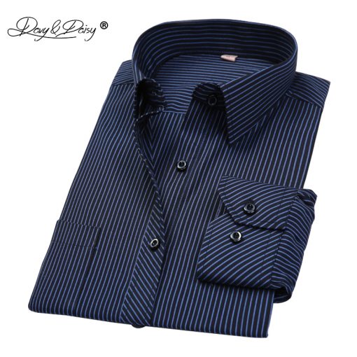DAVYDAISY Hot Sale Cotton Men Shirt Long Sleeved Striped Solid Plaid Male Business Shirt Brand Clothing Formal Shirt Man DS022