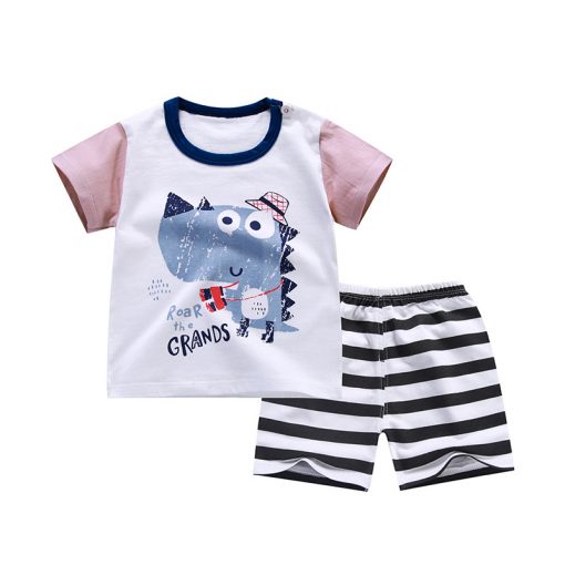 Cartoon Baby Boy Clothing Set Summer 2018 New Style Infant Clothes Baby Girls Clothing Cotton Short آستین Baby Boy Clothes 1