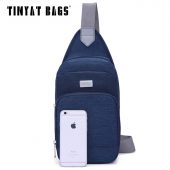 TINYAT Casual Men's chest bag women messenger bag Portable Crossbody bag waterproof nylon shoulder bag t606 black/Blue 2