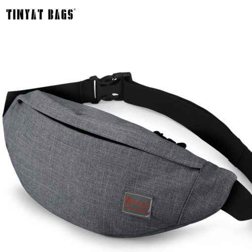 TINYAT Men Male Casual Functional Fanny Bag Waist Bag Money Phone Belt Bag Pouch T201 Gray Black Bum Hip Bag Shoulder belt pack