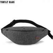 TINYAT Men Male Casual Functional Fanny Bag Waist Bag Money Phone Belt Bag Pouch T201 Gray Black Bum Hip Bag Shoulder belt pack  1