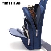 TINYAT Casual Men's chest bag women messenger bag Portable Crossbody bag waterproof nylon shoulder bag t606 black/Blue 4