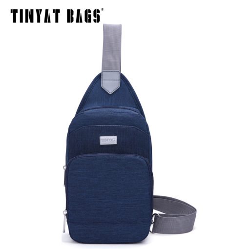 TINYAT Casual Men's chest bag women messenger bag Portable Crossbody bag waterproof nylon shoulder bag t606 black/Blue 1