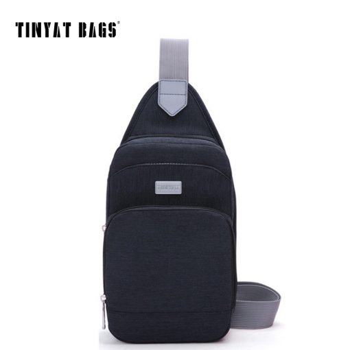 TINYAT Casual Men's chest bag women messenger bag Portable Crossbody bag waterproof nylon shoulder bag t606 black/Blue