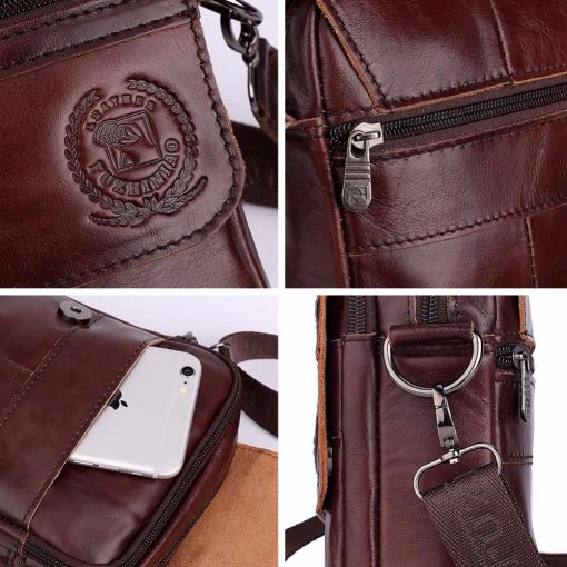 FUZHINIAO Zipper Design Men Travel Bags Genuine Leather Messenger Bag For Fashion High Quality Cross Body Shoulder Bags Small 5