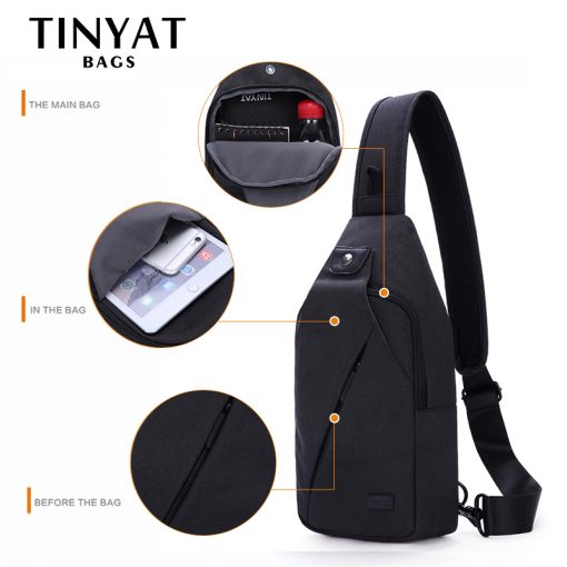 TINYAT Summer Design Male Crossbody Bag Shoulder Bags for Men Fit For 7.9 inch Ipad Functional Waterproof Travel Chest Pack T609 1