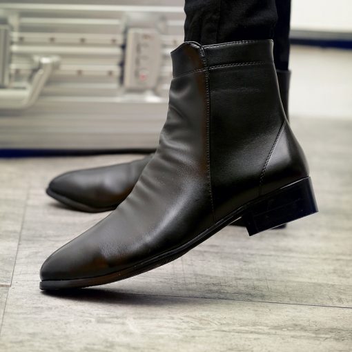 JUNJARM 2017 Fashion Men Shoes Soft Leather Men Boots Men Waterproof Warm Shoes Black Comfortable Men Ankle Boots 4