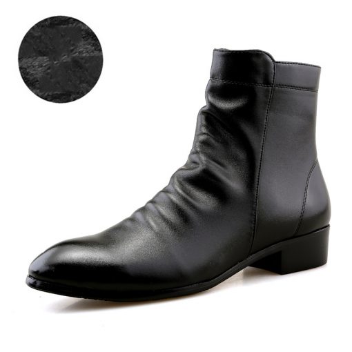 JUNJARM 2017 Fashion Men Shoes Soft Leather Men Boots Men Waterproof Warm Shoes Black Comfortable Men Ankle Boots 1