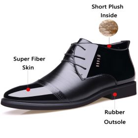 JUNJARM 2017 New Designer Men Boots Microfiber Men Winter Shoes Wool Inside Warm Snow Shoes Black Man Leather Ankle Boots 2