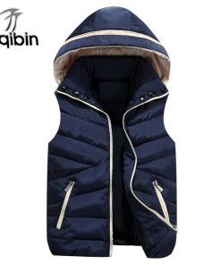 2018 NEW Autumn Winter Men Warm Vest Detachable Cap Cotton Femme Sleeveless Jacket Casual Cardigan Waistcoat 3XL