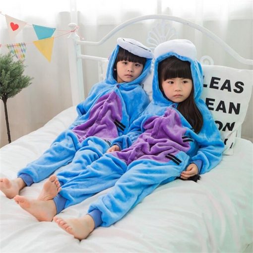 Kids Blue Donkey Pajama Boys Girls Anime Cosplay Costume Kigurumi Disguise Animal Onesie Party Funny Flannel Warm Sleepwear Suit 1
