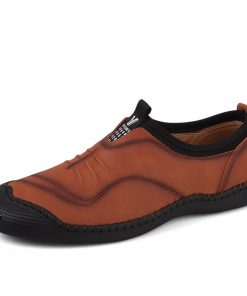 JUNJARM 2018 Spring Handmade Men Casual Shoes Brand Men Loafers Breathable Microfiber Men Flats High Quality Slip-on Men Shoes 1