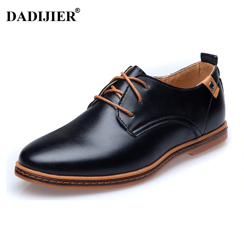 DADIJIER New 2017 Men Leather Shoes Casual Lace-up Shoes Black Brown Flat Cheap Leather Loafers Oxford shoes ST52