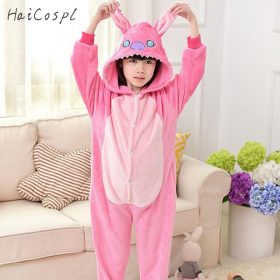 Animals Pajamas Children Onesie Boys Girls Cosplay Costume Party Pink Rabbit Kigurumi Kids Fairy Tale Flannel Warm Sleepwear