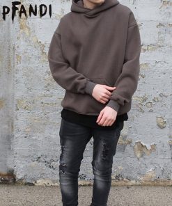 New Streetwear Pullovers Drake Kanye West Plain Fleece Oversized Hoodie Kpop Clothes Tracksuit Hoodies Men Hip Hop