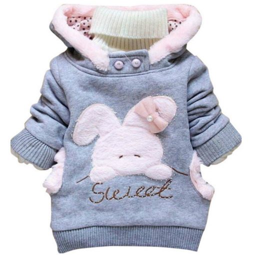 2018 Children's Garment Autumn Winter Children Cotton-padded Cute rabbit Cartoon Even Hat Casual baby Coat Sweater girls jackets 4