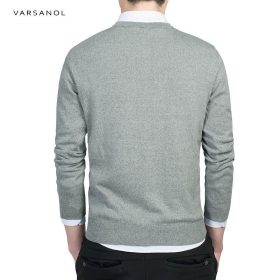 Varsanol Mens Cotton Sweater Pullovers Men O-Neck Sweaters Jumper Autumn Thin male Solid Knitting Clothing Grey Black M-3XL New  1